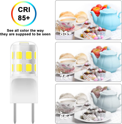 G8 LED Bulb Dimmable, 3W (20W-25W Halogen Equivalent), Daylight White 6000K, G8 GY8.6 Bi-Pin Base, 6 Pack