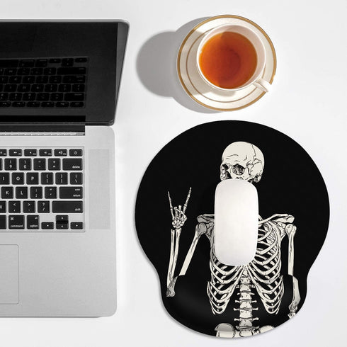 Britimes Ergonomic Mouse Pad with Wrist Support Black Human Skeleton Skull Non-Slip Rubber Base Mousepad for Home Office Gaming Working Computers Laptop Easy Typing & Pain Relief by Britimes