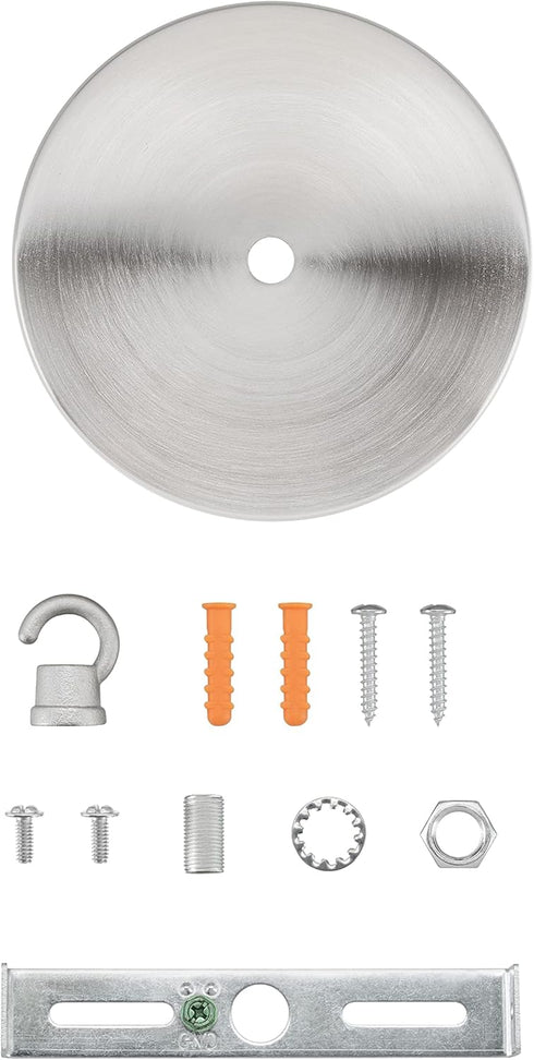 Aspen Creative 21510-41, 4-3/4" 7/16" Contemporary Chandelier & Light Fixture Canopy Kit w/Collar Hook, Brushed Nickel