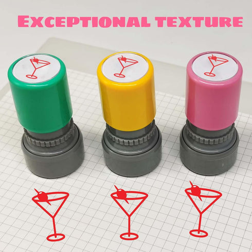 Play as Pro 3 Pack Martini Stamp,Self Inking Rubber Hand Stamp, Martini Glass Drink Stamp for Parties, Bars, Nightclubs