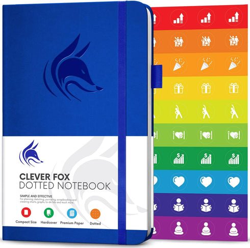 Clever Fox Dotted Notebook, Hard Cover Journal with Thick 120g Paper, 5'' x 8.25'', Royal Blue