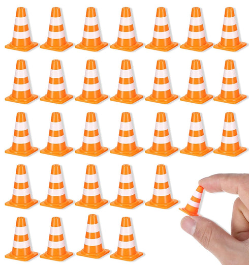 FRCTLNKG 30Pcs Mini Traffic Cones, 1 Inch Plastic Small Orange Cones, Train Sets