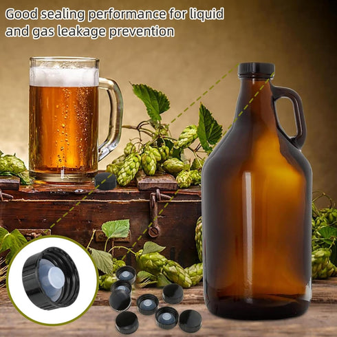 16 Pcs Growler Caps 28mm - Black Phenolic Caps for Glass and Plastic Bottle Lids, Daily Chemicals, Food