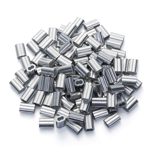 200PCS 1/16" Aluminum Crimping Loop Sleeve, Cable Ferrule Wire Rope Sleeves