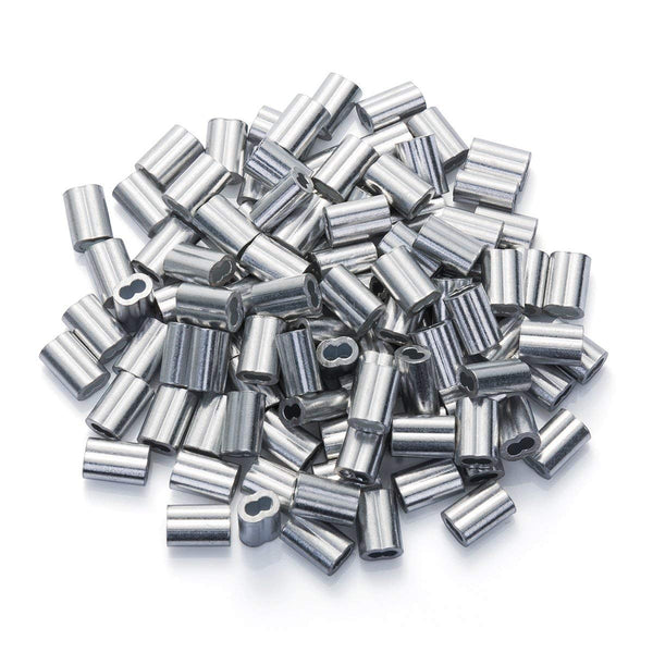 200PCS 1/16" Aluminum Crimping Loop Sleeve, Cable Ferrule Wire Rope Sleeves