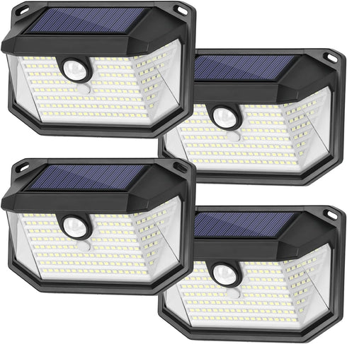 4-Pack Solar Wall Lights Outdoor with 3 Modes & Reflector, Waterproof Bright