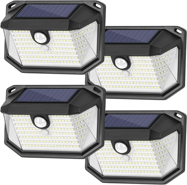 4-Pack Solar Wall Lights Outdoor with 3 Modes & Reflector, Waterproof Bright