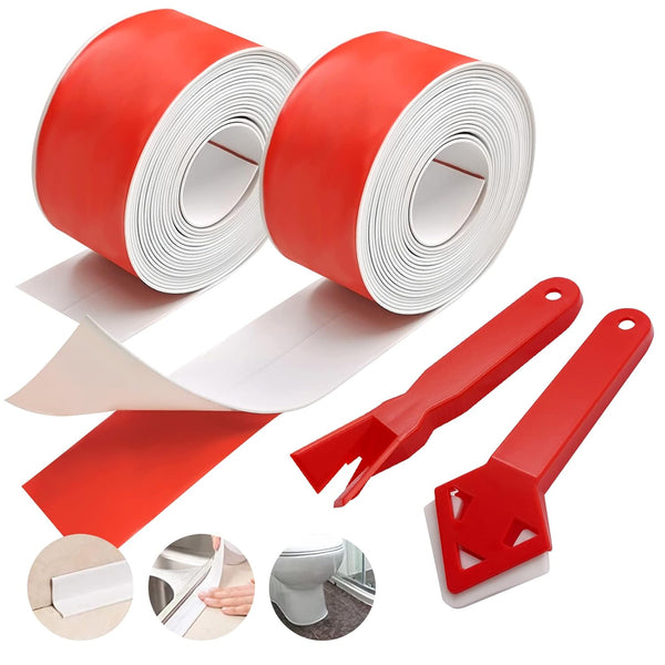 SNAILGARDEN 2 Rolls Waterproof Sealant Strip, White Acrylic Adhesive Caulk with 2Pcs Tools for Bathroom, Kitchen, Toilet