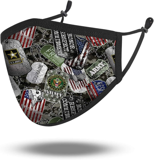 Fabrique Innovations United States Army Dog Tag Print, 100% Cotton, Double Layer, Washable &