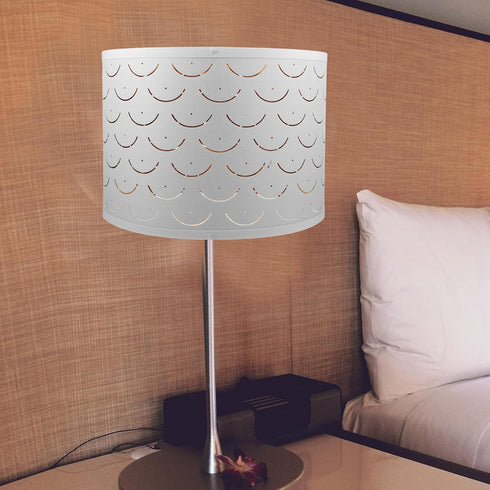 Cabilock Drum Lamp Shade Barrel Fabric Lampshade Table and Floor Lamp Covers Wave Shaped Semicircular Lamp Shade