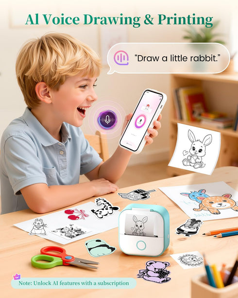 Memoking T02 Mini Sticker Printer - Thermal Printer Portable Label Maker Bluetooth Photo Printer Print Pods Inkless