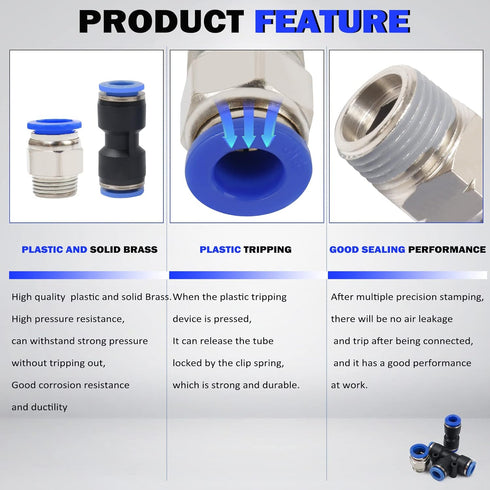 37 Pcs Quick Connect Air Hose Fitting Kit, 1/4" 3/8" 1/2" Push To Connect Fittings for Truck or Industrial Air