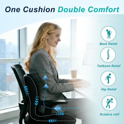 BANKQF Tailbone Seat Cushion for Office Chair and Car, Lumbar Support Pillow for Office Chair, Memory Foam Ergonomic