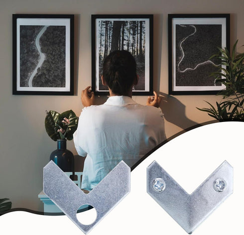 30PCS 35 13 mm Geesatis L-Shaped Corner Brace Plate, x Metal Picture Frame Bracket, Silver Tone Flat Plate Fastener