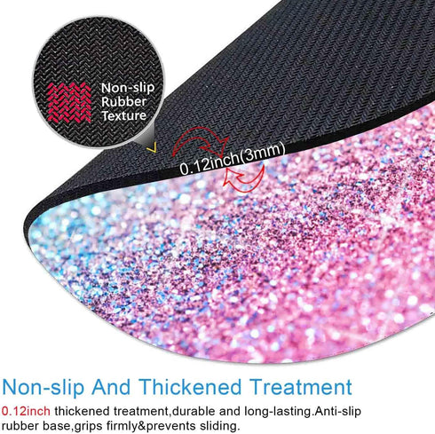 IMAYONDIA 7.9 7.9 Kids Girls Mouse Pad for Laptop, Small Pink Blue Gradient Sparkle Mouse Pads Cute, Round Glitter