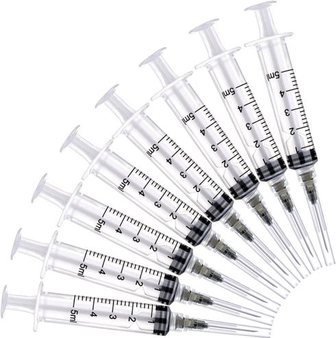 20 Pack 5ml Industrial Sterile Syringes, Plastic Disposable Syringe with 22Ga 1.2 Inch for Scientific Labs, Liquids