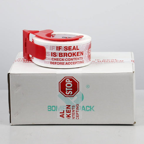 BOMEI PACK Stop Sign Sealing Tape, Pre-Printed Heavy Duty Packing Tape with Dispenser, 2 Inch x 110 Yards