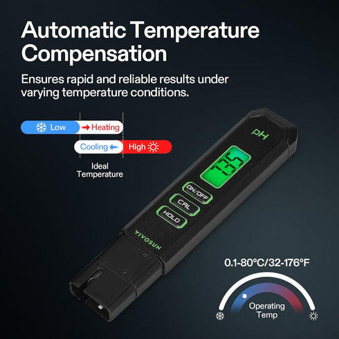 0.01pH VIVOSUN Digital pH Meter, High Accuracy Pen Type pH Tester for Hydroponics, Household Drinking, Pool