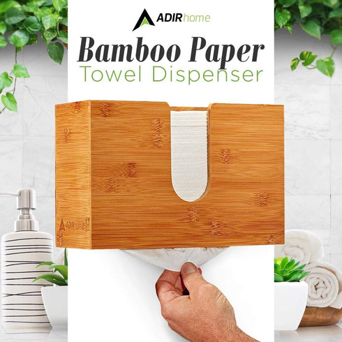 AdirHome 4.8" 11.6" 7.8" Countertop Commercial Bamboo Paper Towel Dispenser x x - Wall Mount or for Multifold Hand