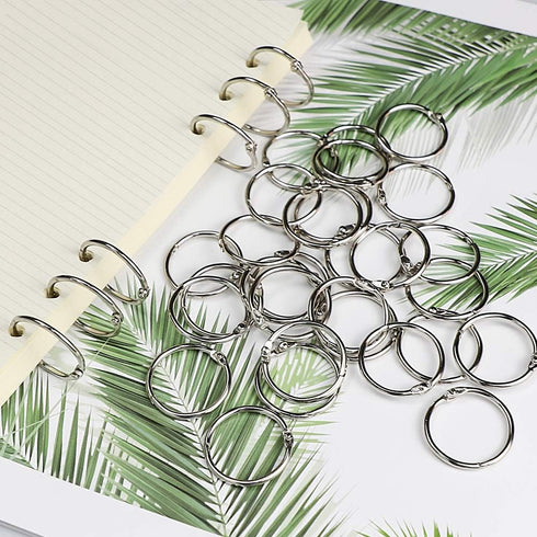 Binder Rings 1 Inch, 100 pcs Sturdy Book Rings for Loose Leaf Binder, Nickel Plated Metal Rings for Office School