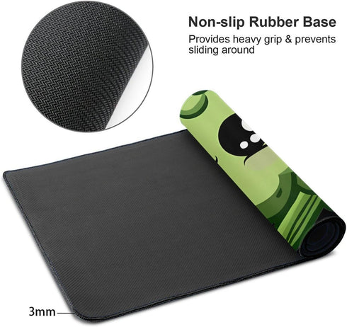 Adsygnt 16x29.5 Inch Cute Broccoli Gaming Mouse Pad Large - Non-Slip Desk Mat with Stitched Edges, Durable Textured