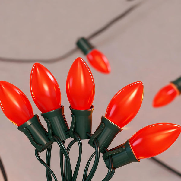 LED C9 Red Christmas Lights Outdoor, 25FT C9 LED Outdoor String Lights
