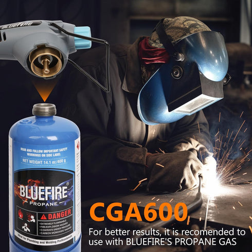 BLUEFIRE Handy Cyclone Torch Head, Portable Brass Gas Torch for Soldering, Welding, Plumbing Repair, and Lighting Grills