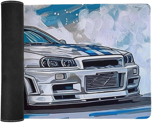 Large Mouse Pad Drift Car JDM Art Desk Mat, 40x90cm Rubber Gaming Office Organizer Supplies for Computer