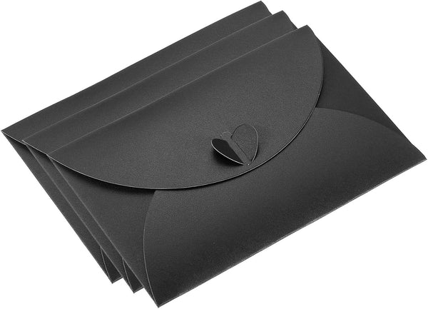 PATIKIL Gift Card Envelopes, 24 Pack Heart Shaped Clasp Mini Holders for Birthdays Weddings, Black