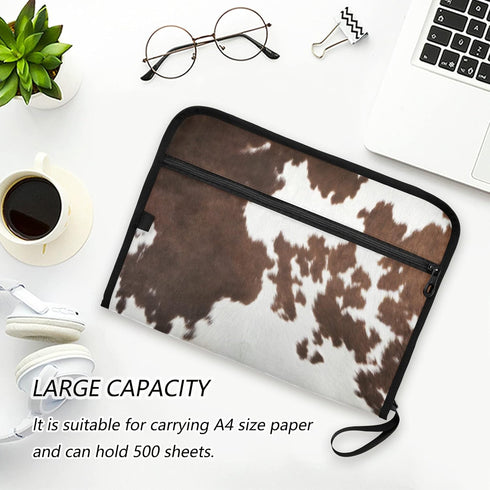 Western Cow Skin Texture Expanding File Folder, 13 Pockets Accordion Document Organizer with Zipper Closure