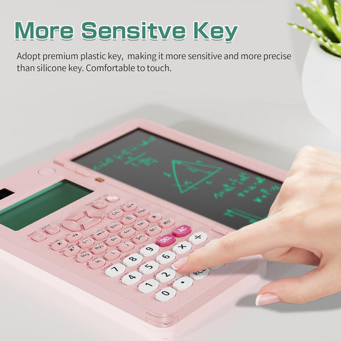 Scientific Calculator Pink Rechargeable ROATEE 991ES MAX Finance Desk Calculator with Writing Tablet for Students.