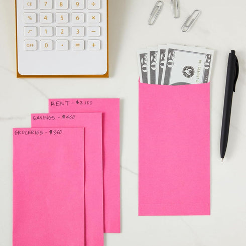 Okuna Outpost 100 Pack Money Envelopes for Cash, Payroll, 100GSM, Pink (4 x 7 In)