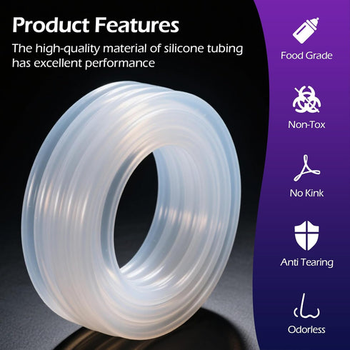 MACHOSSY 1/4"ID 3/8"OD 3FT Silicone Tubing X - Length Food Grade Silicon Tube Flexible High Temp Pure Silicone Hose