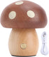 Small Wood Mushroom Lamp, LED Rechargeable Bedside Touch Lamp, Portable Dimmable Battery