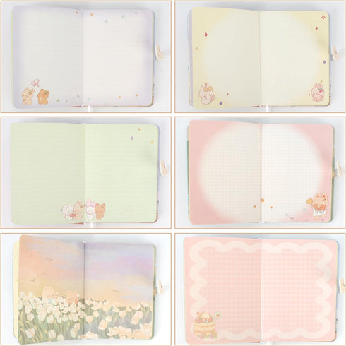 Cute Cartoon PU Leather Notebook, Kawaii Journal, Japanese Sketchbook A5 Diary Notepad Travel Notebook