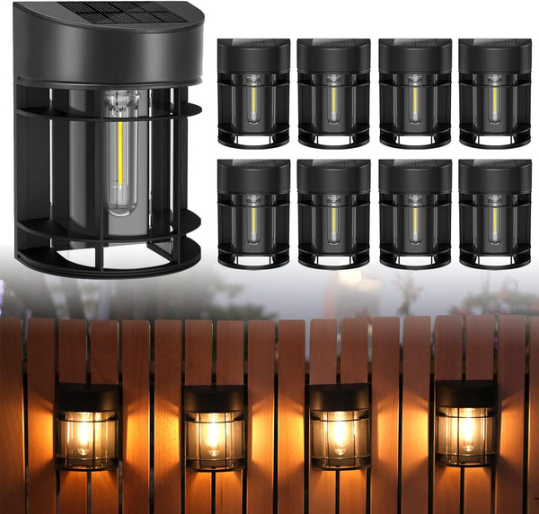 Solar Fence Lights Outdoor, 8 Pack Waterproof Solar Lights Outdoor, Outdoor Solar