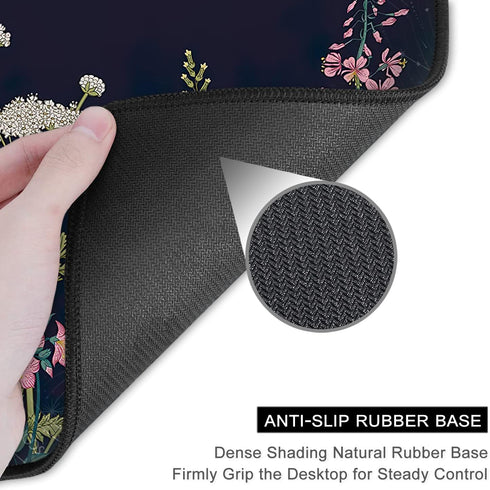 Mouse Pad - Square Nature Style Anti-Slip Rubber Mousepad with Stitched Edges for Gaming and Office