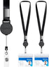 Lanyard With ID Badge Holder, 2 Pack 20 Inch Flat Polyester with Retractable Badge Reel for Offices