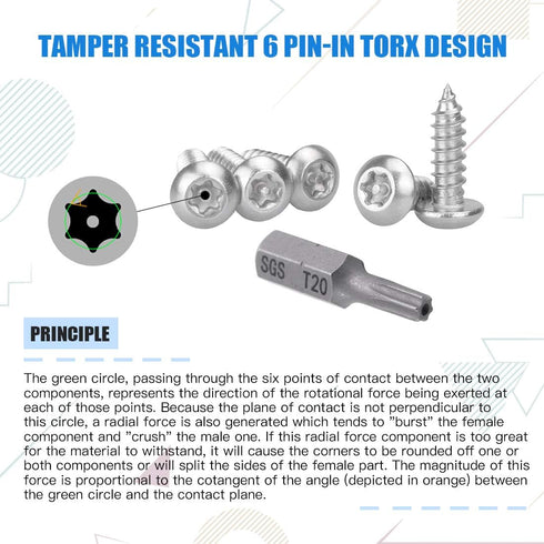 Glarks 51Pcs #8 1/2'' Set T20 (50pcs #8 1/2'') x Button Head Torx Security Sheet Metal Screws Stainless Steel Tamper