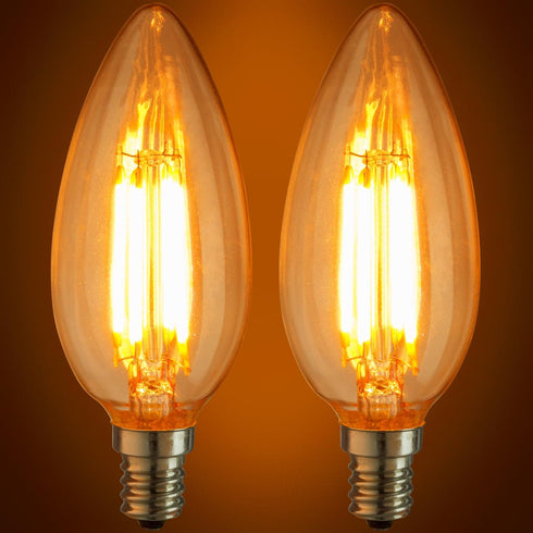 CTC/LED/AQ/4W/E12/DIM/CL/27K 4W 120V 2700K 350 Dimmable Bulb (2-Pack), Sunlite LED Filament Antique Style Chandelier