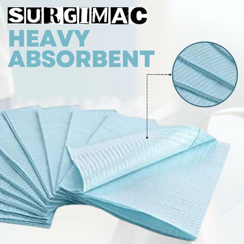 Pack 50 13" 18" SurgiMac Blue Patient Bibs Waterproof Medical Bibs Disposable Dental Bibs Plain Rectangle Napkins Paper
