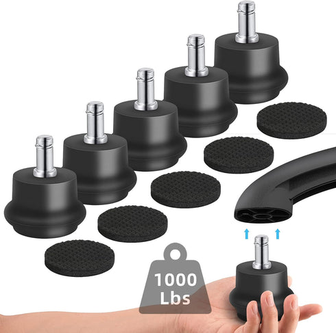 Bell Glides Replacement Office Chair Caster Wheels, Fixed Stationary Castors with Self Adhesive Felt Pads