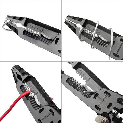 TOOLEAGUE 9-in-1 Wire Stripper Tool, Multifunctional Needle Nose Pliers for Electric Cable Stripping Cutting and
