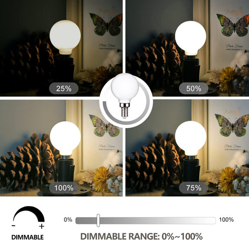 KLY Bulb E12, 4000K Bulbs, 50W Bulbs A15 500LM, CRI90, Dimmable, 6 Pack Ceiling Fan Light Natural Daylight Candelabra