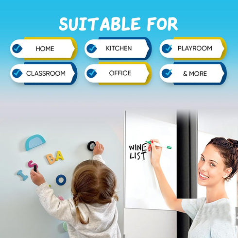Magnetic Whiteboard Contact Paper 39" x 18”, YOUNGJQ Adhesive Dry Erase Sticker for Wall, Easy to Write and Clean