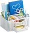 Marbrasse Mesh Desk Organizer - Pen Holder with 2 Drawers, Multi-Functional for Office Art Supplies