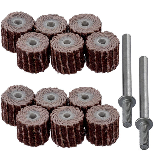 12Pcs 120 Grit Flap Sanding Wheel Head Grinding Disc with 2 of 3mm Arbor for Rotary Tool