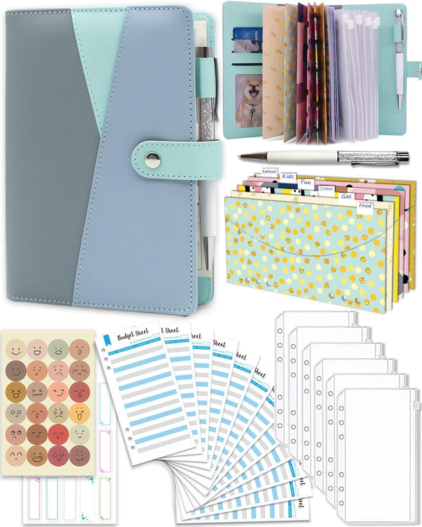 Budget Binder with Zipper Envelopes, Ginmlyda Cash Envelopes for Budgeting, Money Saving Binder with Budget Sheets,