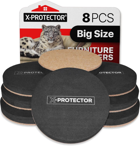 X-PROTECTOR Felt Furniture Sliders for Hardwood Floors, 8 PCS, 4 3/4 inch Heavy Duty Sliders