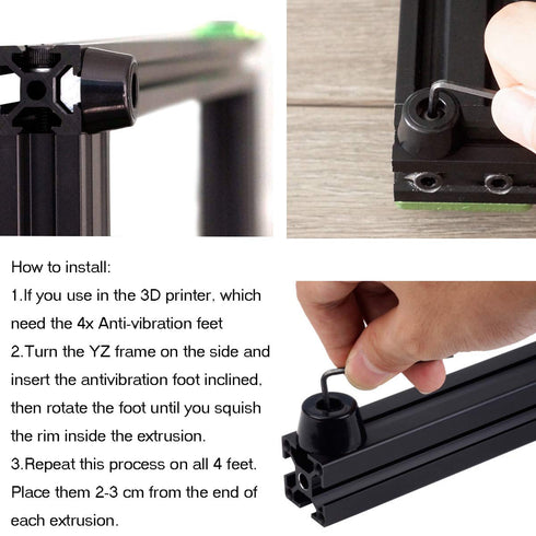 MakerHawk 20 Sets Anti-Vibration Rubber Landing Mat Feet, T Sliding Nut Block, M3 Screws for 3D Printers